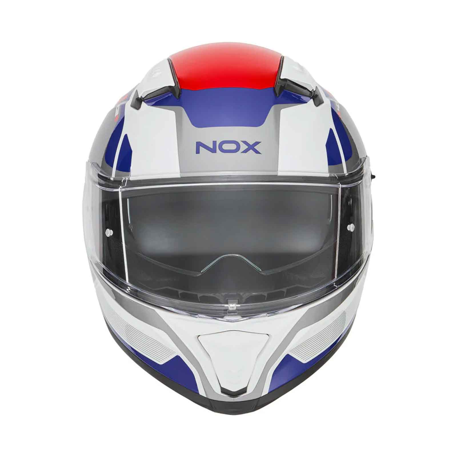 CASCO INTEGRAL NOX MENTOR N402 BLANCO AZUL ROJO