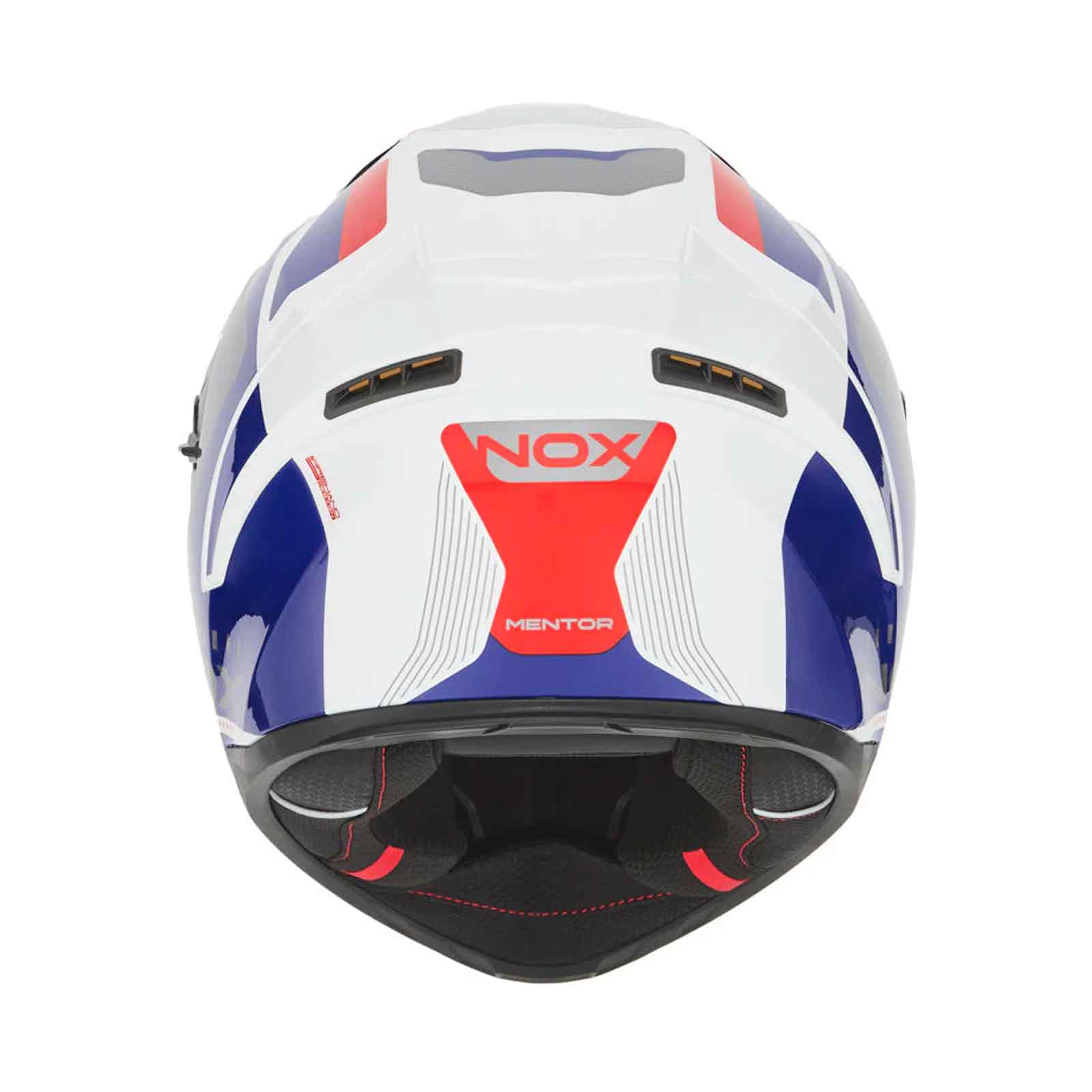 CASCO INTEGRAL NOX MENTOR N402 BLANCO AZUL ROJO
