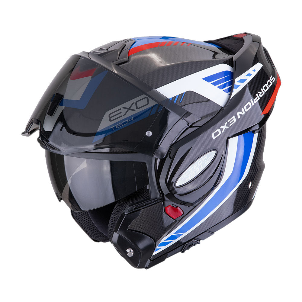 CASCO SCORPION EXO-TECH EVO CARBON COSY NEGRO-AZUL-ROJO