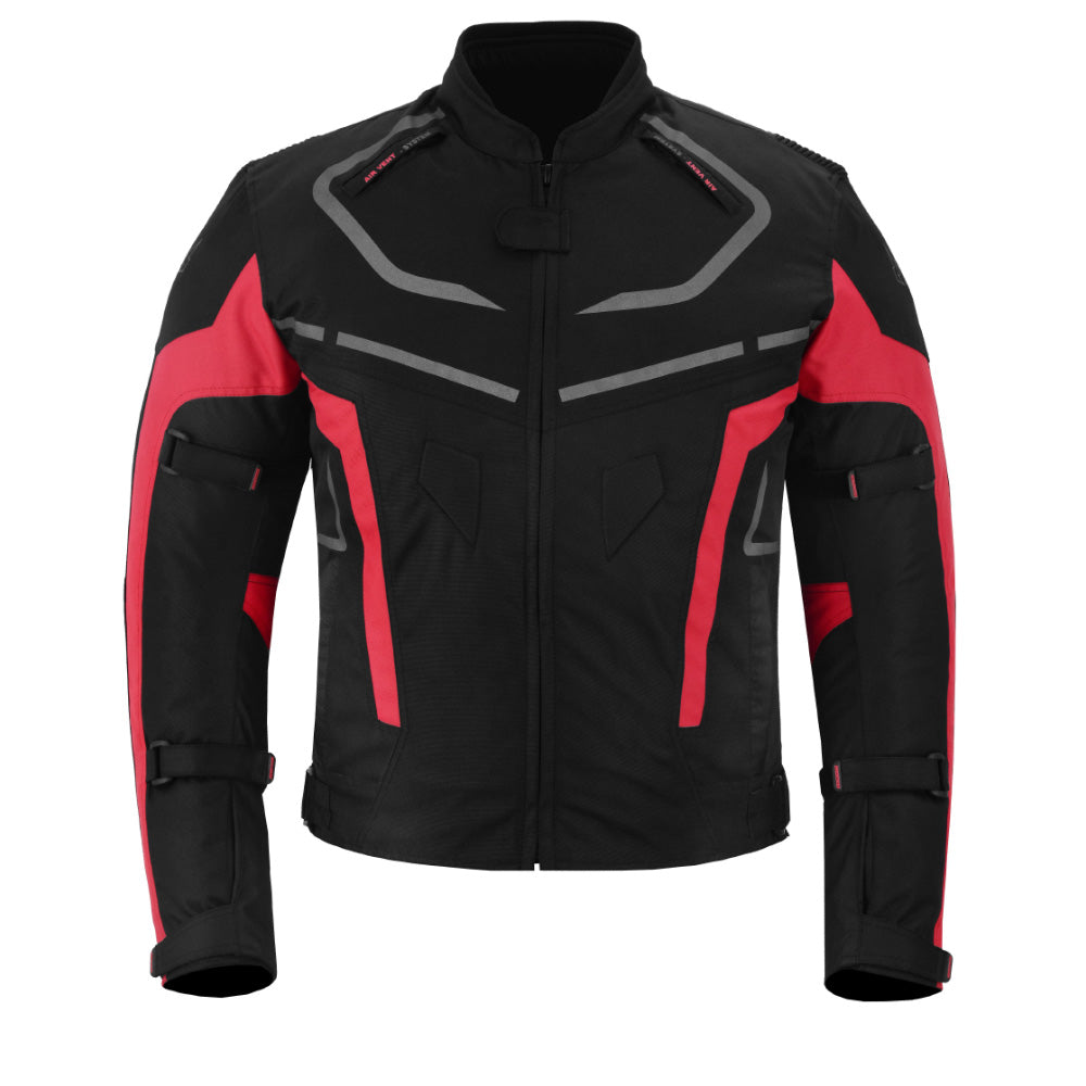 CHAQUETA DE MOTO TEXTILE MZONE VALECO NEGRO / ROJO