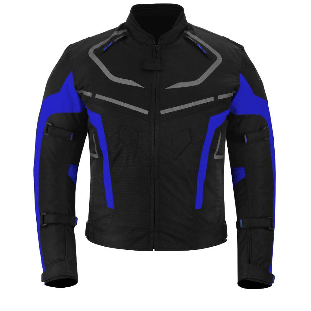 CHAQUETA DE MOTO TEXTILE MZONE VALECO NEGRO / AZUL Imagen principal del producto
