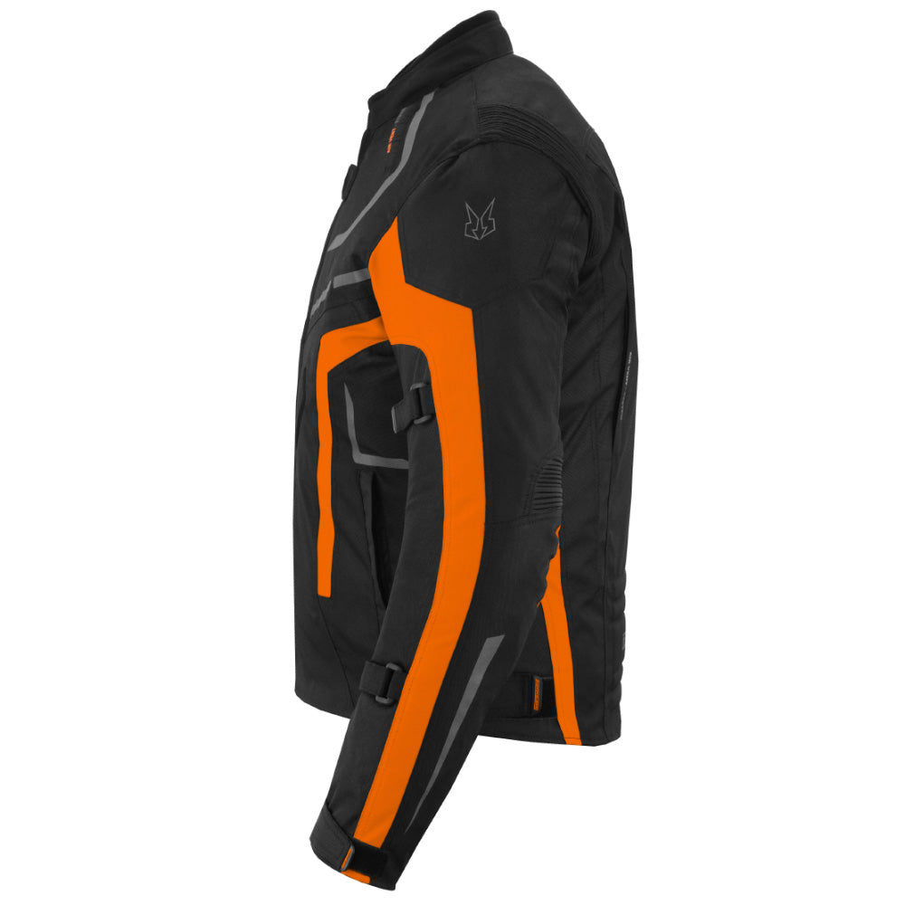 CHAQUETA DE MOTO TEXTILE MZONE VALECO NEGRO / NARANJA