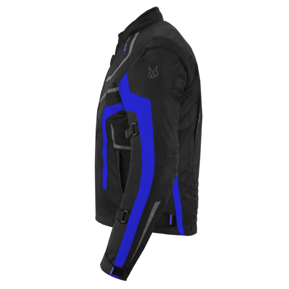 CHAQUETA DE MOTO TEXTILE MZONE VALECO NEGRO / AZUL
