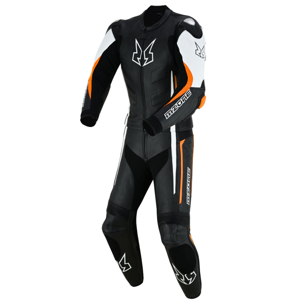 MONO DE CUERO MOTO MZONE IMOLA 2PC NEGRO / BLANCO / ORANG Imagen secundaria del producto
